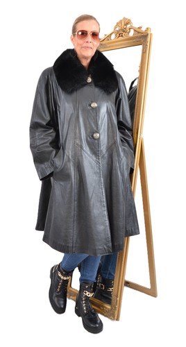 A5950 leder mantel mit fuchs - mit,