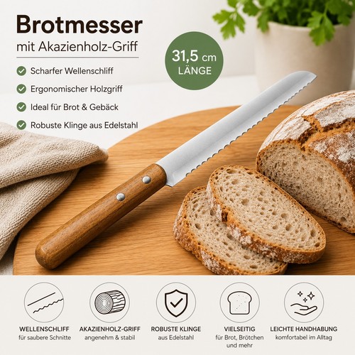 Brotmesser akazienholz griff - brotmesser,