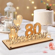 Geburtstag Geschenk 80. Geburtstag aus Holz, mit Lichterkette, wie neu