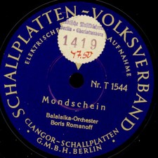 BALALAIKA-ORCH. BORIS ROMANOFF Mondschein / Schwarze Augen Schellackplatte S4957