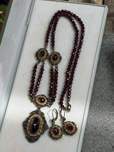 Set granat kette ohrringe 925 - set,