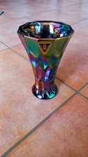 15,5 cm Bleikristall Vase LGW Pfauenauge, irisierend, selten, gut, Versand frei!