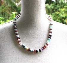 Mondstein + Opal + Achat + Quartz  Halskette  Echte Steine 50 - 59 cm Länge  Neu