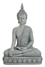 XL Buddha Figur in Grau 39 cm
