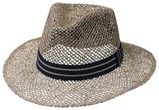 Großer Stroh/Sonnenhut aus Seegras mit Ripsband,luftig, knautschbar, bis Gr. 63