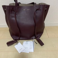 CELINE Leder Cabas Phantom Tote Bag mit Quaste Burgund Bordeaux 35×48×20 Gebr...