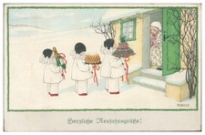 V7607/ Pauli Ebner  Neujahr Litho AK 1925