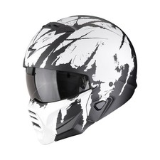 Scorpion Exo Combat II Marauder Matt-Schwarz-Weiß Gr. M Open Face Helm Jethelm