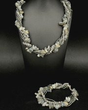 2-TLG SET: KETTE & ARMBAND MIT LABRADORIT & KRISTALLEN SCHMUCKJAGD