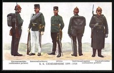 Ansichtskarte österreichische Gendarmerie in Uniformen 1899-1918 