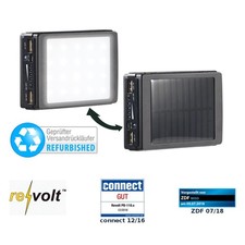 revolt LED Powerbank: 2in1-Solar-Powerbank mit Campingleuchte, Versandrückläufer