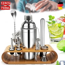 Cocktail Shaker Set 750ML 12er Bar Edelstahl Barkeeper Kit Geschenk mit Ständer
