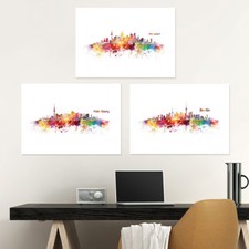 JUNIWORDS Poster "Skylines" Geschenk Idee Geburtstag Stadt City DIN A4 A3 A2 A1