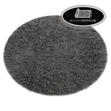Rund Teppich FLOKATI Hochflor Tierfellteppich grau Langflor Webteppich Wolle