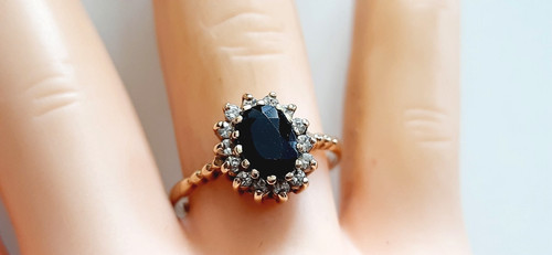 Gold ring blauer saphir - gold, °
