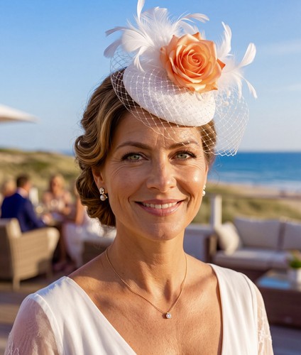 Fascinator weiss apricot - weiss, sylt