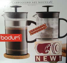Bodum Cafetiere & Milchaufschäumer Cappuccino Set mit Shaker & Untersetzer - Originalverpackt Neu