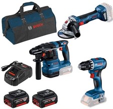 Bosch 18 Volt Profi-Set mit 2 Akkus GSR 18 V-45 GWS 18V-8 GBH 18 V-22