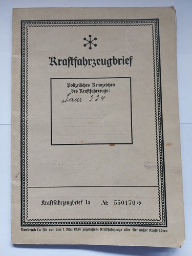 Kraftfahrzeugbrief 1927