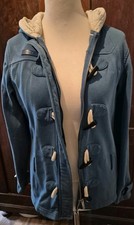 Sweat Jacke Dufflecoat Stil Hoodie  VW  Golf Collection Vintage 90er Blau Gr. 42