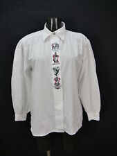 Gr.46 Trachtenbluse Bluse weiß Baumwollmischung Riehl mit Stickerei TB5340