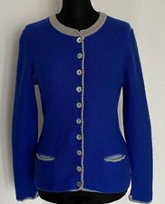pierre claire Strickjacke 100% Cashmere Damen blau-beige Gr. L Langarm LODENFREY