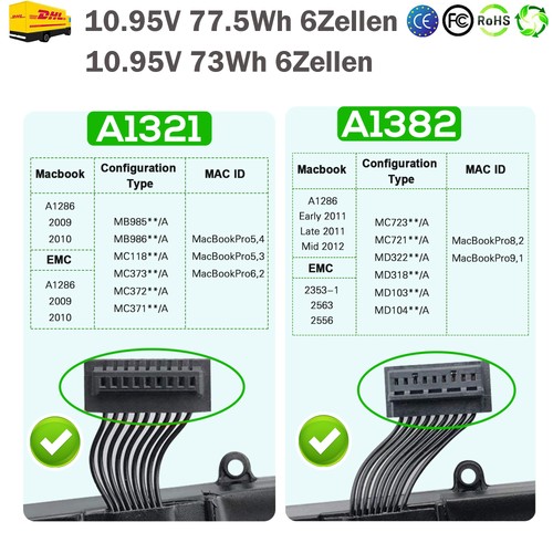 A1321 a1382 akku - für, macbook