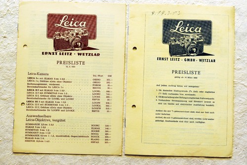 Leitz leica preislisten - preislisten, 1951