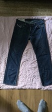 Diesel Larkee Jeans Straight Leg, Dunkelblau Denim, Größe 34/32