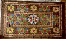 SUZANI 132x205cm Tischdecke Usbekistan Rumänisch Decke Maschinenstickerei Bunt