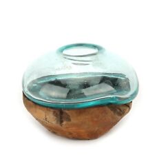 Teak Schale Glasvase 20 cm