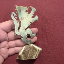 Schöne Vintage Mittelalter Löwe Geweih Horn Schnitzerei Statue Figur