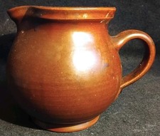 Steingutkanne, Milchkanne, Milchtopf, braun, Handarbeit, neuwertig