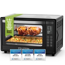 B-Ware Minibackofen mit Umluft 45L LED Display Drehspieß Mini Backofen Pizzaofen