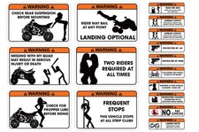 FUNNY WARNING DECAL ATV QUAD