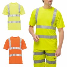 Herren Warnschutz T-Shirt Gelb Orange Sicherheit Warnshirt Kurzarm Arbeitsshirt