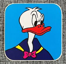 Vintage Disney Aufkleber Micky Maus Sticker 1980er Donald Duck blau 9x9cm RAR