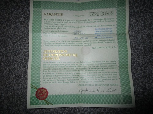 Rolex garantie papiere 1975 - garantie,