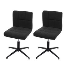 B-Ware 2er-Set Esszimmerstuhl Cadiz II, drehbar, Stoff dunkelgrau, Fuß schwarz