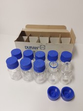 10 Stk. DURAN® Laborflasche Klarglas, GL-Gewinde 50ml, OVP mit Ausgussring GL32