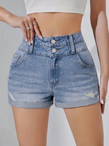 Damen jeansshorts high - high, waist