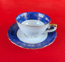 1960 Wolfram Wiesau Sammeltasse Mokka Mocca Gold Blau Espresso Bavaria Blumenset