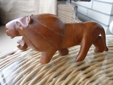 Skulptur Löwe Designer Figur moderne Statue schreitend Holz massiv 21,0 cm TOP