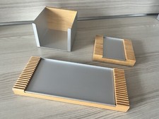 EMFORM + SCHREIBTISCH SET + 3 TEILE + HOLZ EDELSTAHL DESIGN + BÜRO OFFICE + TOP