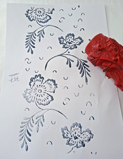 alte Malerrolle Musterrolle Farbwalze Musterwalze  Blumen + Blätter Nr. 737