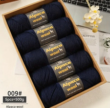 Alpaka Wolle Alpaca 5 x 100g 500g NS 4-5mm Strickgarn weich zum Stricken blau