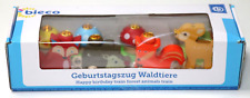 Bieco 23023083 Holz Geburtstagszug Waldtiere mit Zahlen 0-9, Mehrfarbig,17 Stück