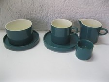6x Melitta Stockholm grün: Kaffeetasse, Eierbecher, Milchkännchen 2x Untertasse