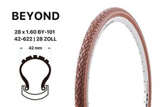 28 Zoll Fahrrad Reifen 42-622 RETRO City Trekking Bike 28x1.60 Braun Reflex