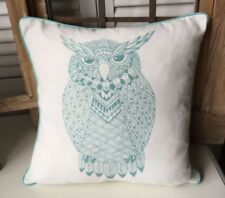 Kissenbezug EULE GRÜN Offwhite 45x45 Landhaus Cottage Vintage Loft Tiere Baumwol